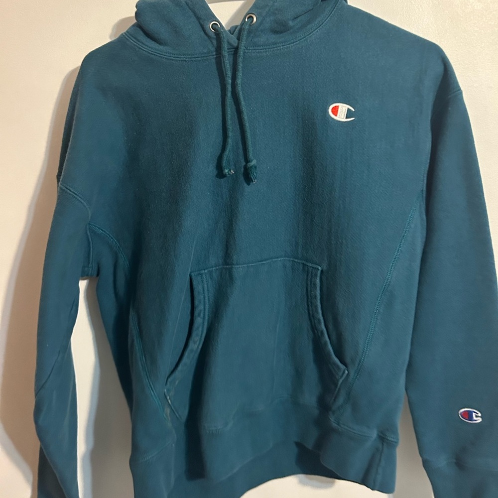 Champion Women Sweatshirt / Medium / Green/Blue /Vintage Hoodie / Reverse Weave